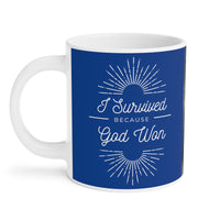 🌟 "Divine Triumph: Warrior Angel Inspirational Coffee Mug" 🌟 "I Survived" Dark Blue Ceramic Mugs (11oz\15oz\20oz)