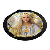 🌟 "Celestial Guardian Vinyl Sticker - Angelic Beauty in 5 Sizes" 🌟 Ukrainian Female Angel Round Vinyl Stickers