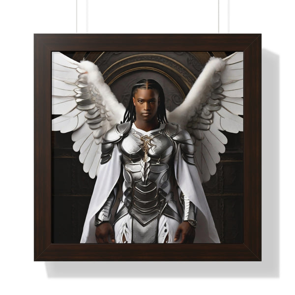 🌟 "Ethereal Grace: Framed Angel Posters in Three Timeless Colors" 🌟 Framed Vertical Poster | African American Male Angel