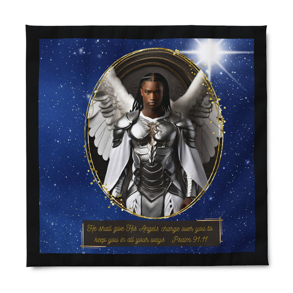 🌟 "Angelic Comfort: Heavenly Guardian Duvet Cover with Psalm 91:11" 🌟 African American Male Angel Duvet Cover