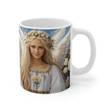 🌟 "Divine Grace Ceramic Mug: Psalm 91:11 Edition" 🌟Ukrainian Female Angel Ceramic Mugs (11oz\15oz\20oz)