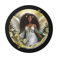 🌟 "Celestial Guardian Vinyl Sticker - Angelic Beauty in 5 Sizes" 🌟 African American Female Angel Round Vinyl Stickers