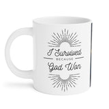 🌟 "Divine Triumph: Warrior Angel Inspirational Coffee Mug" 🌟 "I Survived" White Ceramic Mugs (11oz\15oz\20oz)
