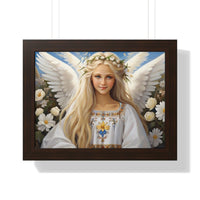 🌟 "Ethereal Grace: Framed Angel Posters in Three Timeless Colors" 🌟 Framed Horizontal Poster | Ukrainian Female Angel