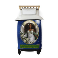 🌟 "Angelic Comfort: Heavenly Guardian Duvet Cover with Psalm 91:11" 🌟 African American Female Angel Duvet Cover
