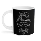 🌟 "Divine Triumph: Warrior Angel Inspirational Coffee Mug" 🌟 "I Survived" Black Ceramic Mugs (11oz\15oz\20oz)