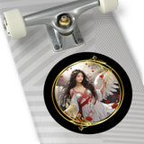 🌟 "Celestial Guardian Vinyl Sticker - Angelic Beauty in 5 Sizes" 🌟Asian Female Angel Round Vinyl Stickers