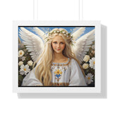 🌟 "Ethereal Grace: Framed Angel Posters in Three Timeless Colors" 🌟 Framed Horizontal Poster | Ukrainian Female Angel