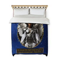 🌟 "Angelic Comfort: Heavenly Guardian Duvet Cover with Psalm 91:11" 🌟 African American Male Angel Duvet Cover