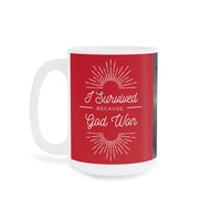 🌟 "Divine Triumph: Warrior Angel Inspirational Coffee Mug" 🌟 "I Survived" Red Ceramic Mugs (11oz\15oz\20oz)