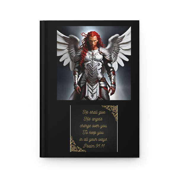 📓 "Celestial Harmony Journal: Empowering Reflections with Psalm 91:11" 🌟Norseman Male Angel Hardcover Journal Matte