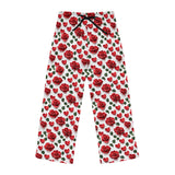 Red Roses and Hearts Women's 🌟 "Personalized Comfort: Custom-Printed Polyester Pajama Pants" 🌟