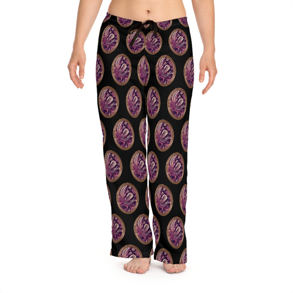 Purple Paisley Framed Women's 🌟 "Personalized Comfort: Custom-Printed Polyester Pajama Pants" 🌟