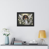 🌟 "Ethereal Grace: Framed Angel Posters in Three Timeless Colors" 🌟Framed Horizontal Poster | African American Female Angel