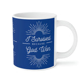 "I Survived" Ceramic Mug Right Side Dark Blue