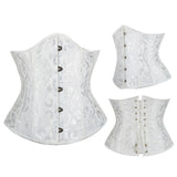 Ivory Jacquard Underbust Corset Front, Side and Back