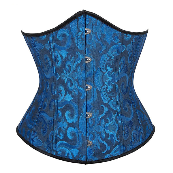 Dark Blue Women's Jacquard Under Bust Bone-In Corset | 11 Colors available | XS to Plus Size 6XL | Sexy Clothing | Ladies Jacquard Push Up Steel Boned Bustier