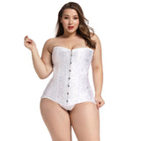 Large Model wearing White Over Bust Corset
