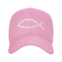 Jesus Fish Baseball Cap for Men or Women Pink