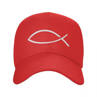 Jesus Fish Baseball Cap for Men or Women Red