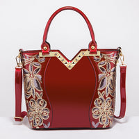 Luxury Bag for Women | High-Quality Patent Leather | Flower Embroidery | Diamond Tote Handbag |Ladies Fashion Shoulder Bag