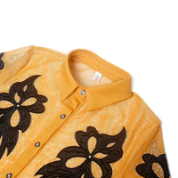 Collar detail for Yellow Plus Size Shirt