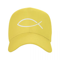 Jesus Fish Baseball Cap for Men or Women Yellow