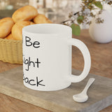 I'll Be Right Back Ceramic Mug with Dinner Buns and a spoon